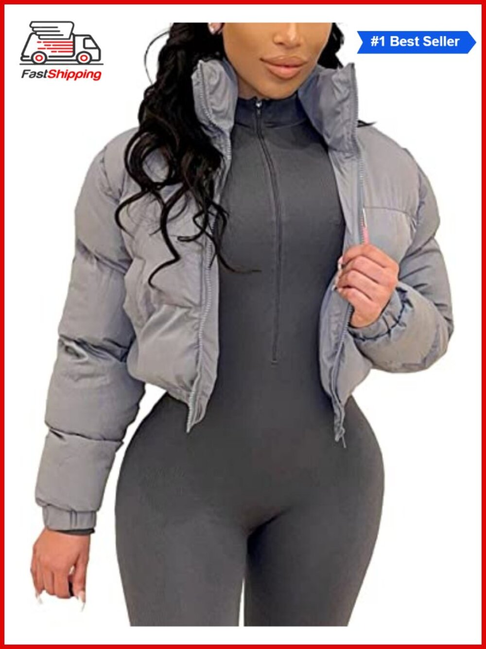 ✨ Gihuo Womens Cropped Puffer Jacket Quilted Zip Up Winter Coat